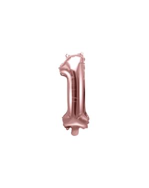 «1» фольгированный шар из розового золота