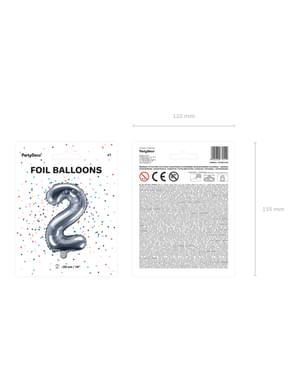 シルバーの「2」ホイルバルーン