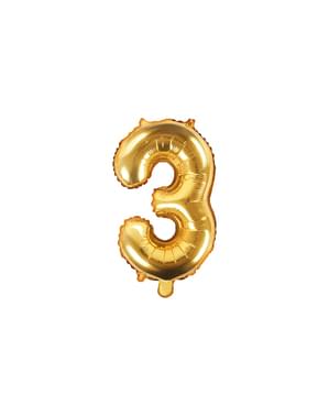 "3" Foil balon dengan emas