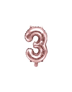 «3» фольгированный шар из розового золота