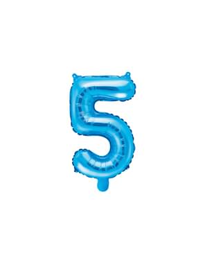 Mavi renkli "5" folyo balon