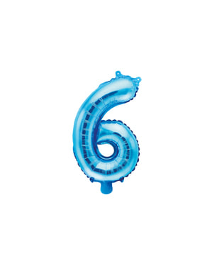 "6" Foil balon berwarna biru