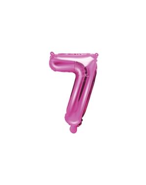 濃いピンクで「7」箔バルーン