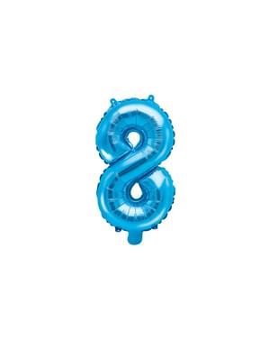 "8" Balon foil berwarna biru