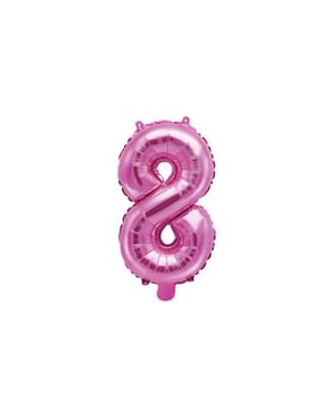 "8" गहरे गुलाबी रंग में पन्नी गुब्बारा