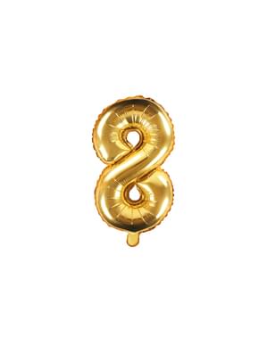 Номер «8» Фольга куля в золото, 35 см