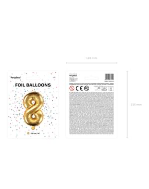 Fóliový balónek číslo „8“ zlatý, 35 cm