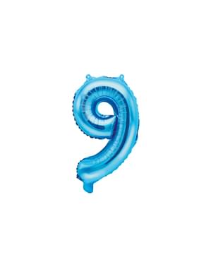 Номер "9" Фольга Воздушный шар синего цвета, 35 см