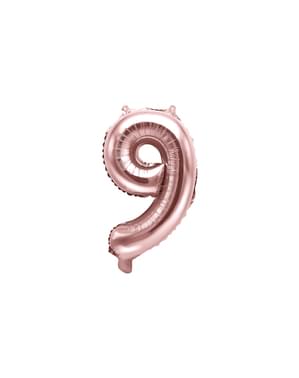 «9» фольгированный шар из розового золота