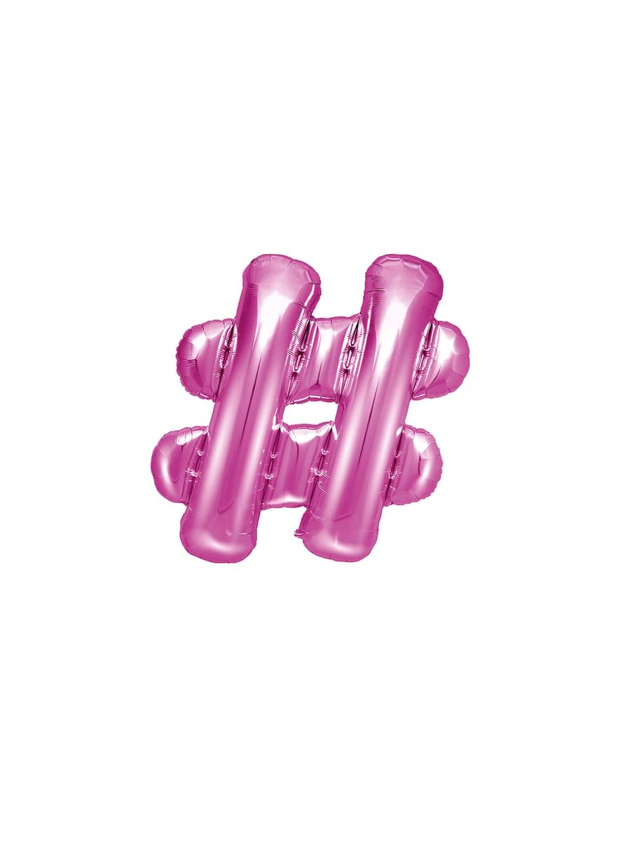 Hashtag folieballong i mørke rosa