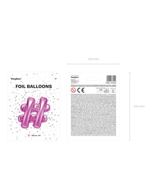 Hashtag folieballon i mørkrosa