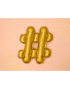 Globo foil hashtag dorado