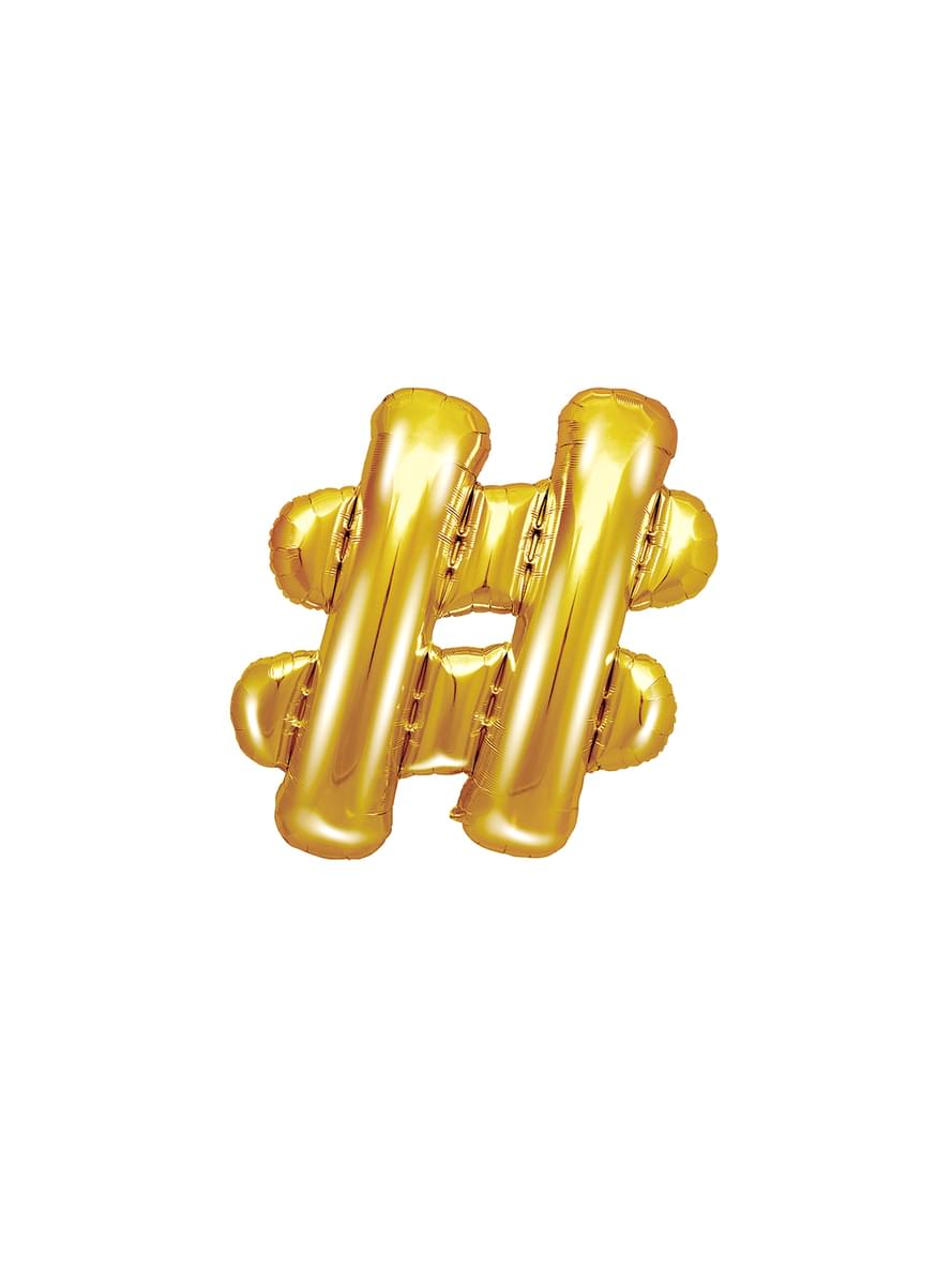 Ballon aluminium hashtag doré