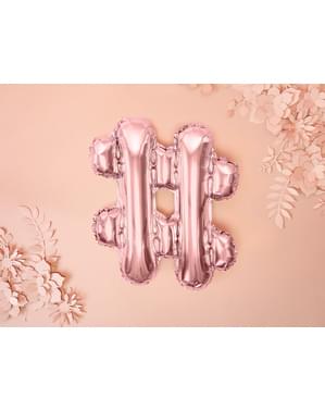 Hashtag foil balloon in rose gold