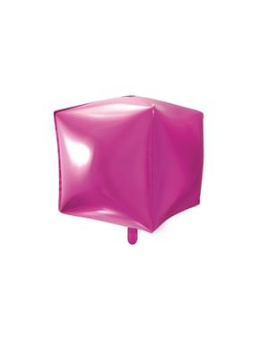 Globo de foil con forma de cubo rosa oscuro