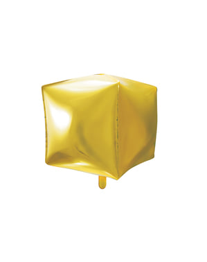 Foil balon dalam bentuk kubus emas