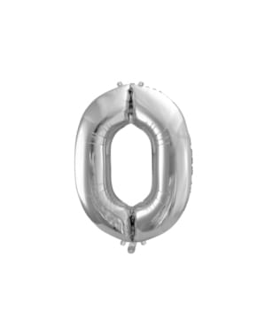 Fóliový balónek číslo „0“ stříbrný, 86 cm