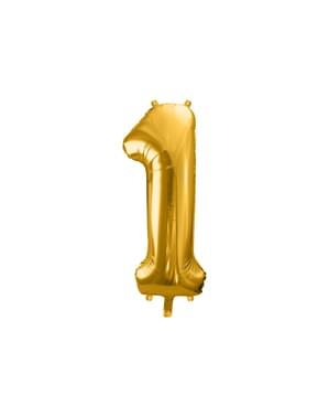 Номер "1" Фольга Воздушный шар в золоте, 86 см