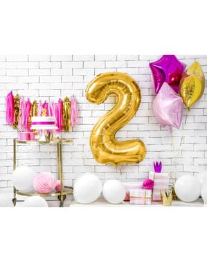 ゴールドナンバー「2」箔バルーン、86センチメートル
