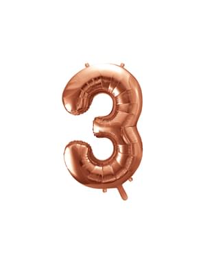 "3" Folyo balonu gül altından (86 cm)