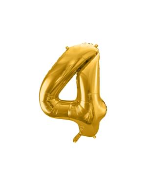 Zlatý fóliový balón „4“ o veľkosti 86 cm