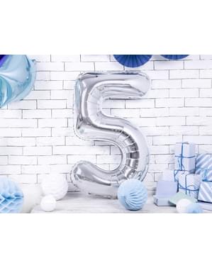 シルバーナンバー「5」箔バルーン、86センチメートル