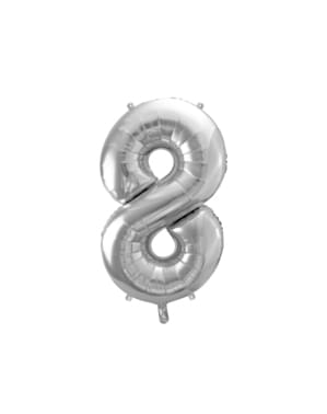 Fóliový balónek číslo „8“ stříbrný, 86 cm