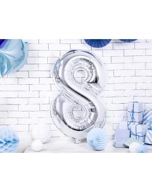 Fóliový balónek číslo „8“ stříbrný, 86 cm