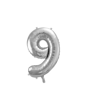 Fóliový balónek číslo „9“ stříbrný, 86 cm