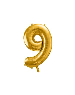 Номер "9" Фольга Воздушный шар в золоте, 86 см