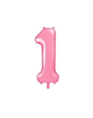 Nomor "1" Balon Foil dalam Warna Merah Muda, 86 cm