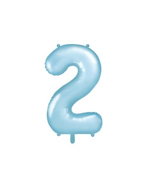 Номер "2" Фольга Воздушный шар в светло-голубой, 86 см