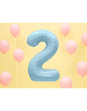 ライトブルーの数字「2」箔バルーン、86センチメートル
