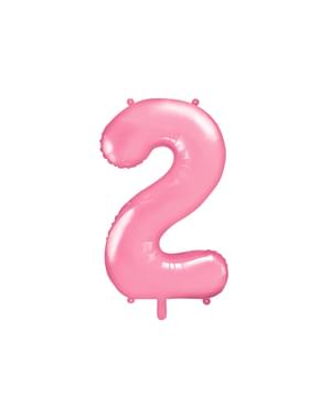 Nomor "2" Balon Foil dalam Warna Merah Muda, 86 cm