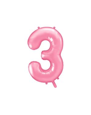 Fóliový balónek číslo „3“ růžový, 86 cm