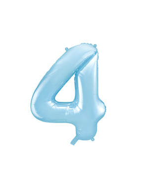 Angka "4" Balon Foil dalam Warna Biru Muda, 86 cm