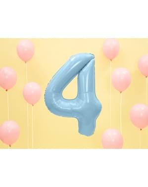 Номер «4» Фольга куля в світло-блакитний, 86 см