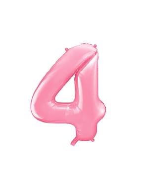 संख्या "4" गुलाबी में पन्नी बैलून, 86 सेमी