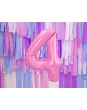 Nomor "4" Balon Foil dalam Warna Merah Muda, 86 cm