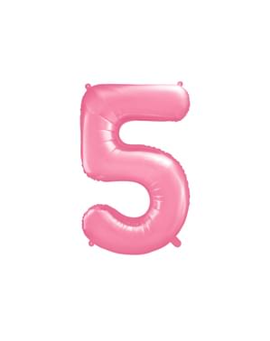 Nomor "5" Balon Foil dalam Warna Merah Muda, 86 cm
