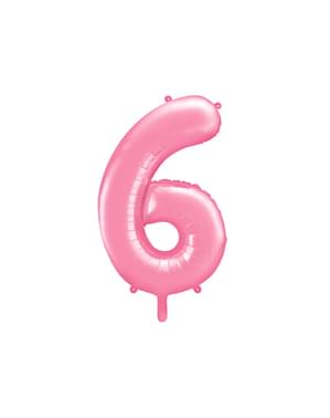 Nomor "6" Balon Foil dalam Warna Merah Muda, 86 cm