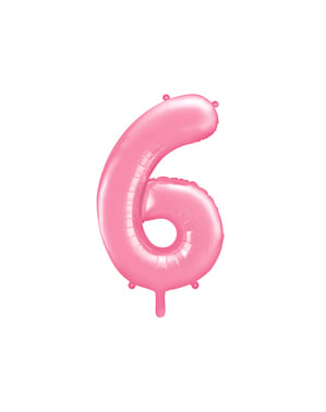 ピンクナンバー「6」箔バルーン、86センチメートル