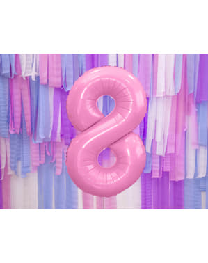 Fóliový balónek číslo „8“ růžový, 86 cm