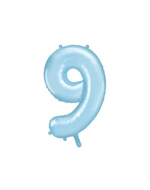 लाइट ब्लू में संख्या "9" पन्नी गुब्बारा, 86 सेमी