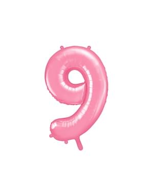 Nomor "9" Balon Foil dalam Warna Pink, 86 cm