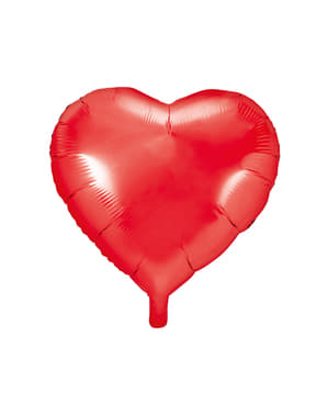 Foil balon berbentuk hati berwarna merah mengkilap