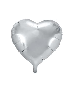 Folieballon i form af et hjerte i sølv