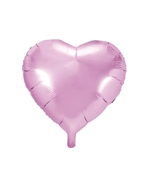 चमकदार हल्के गुलाबी रंग में दिल के आकार में पन्नी गुब्बारा