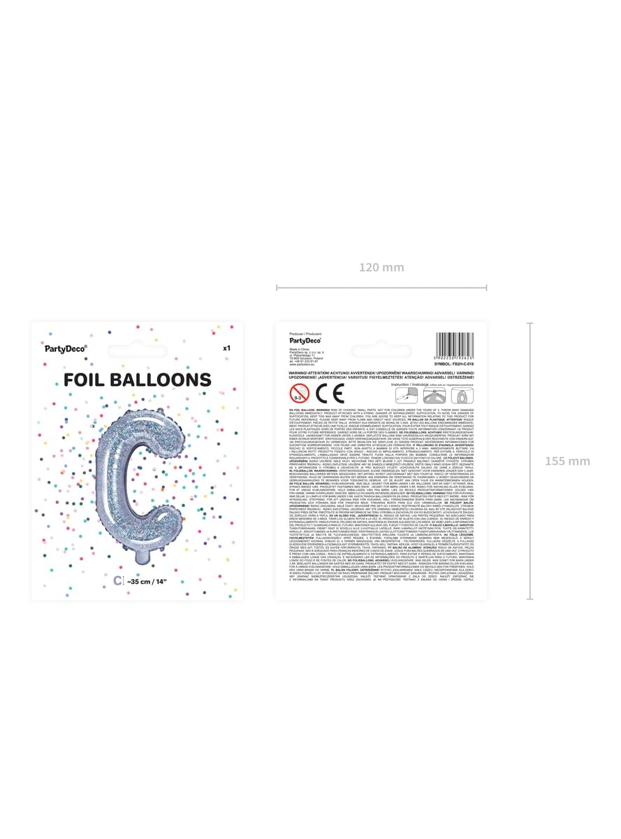 Folieballong bokstav C sølv med glitter