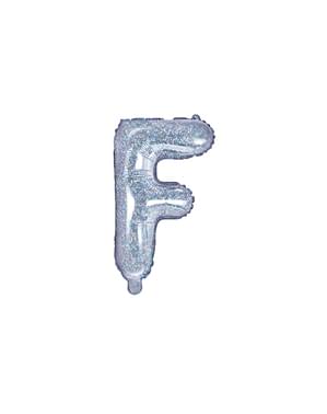 Буква F фольгированный шар в серебряном блеске